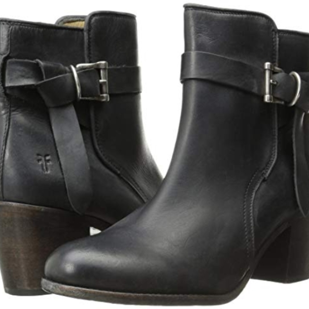 Frye Black Leather Ankle Booties